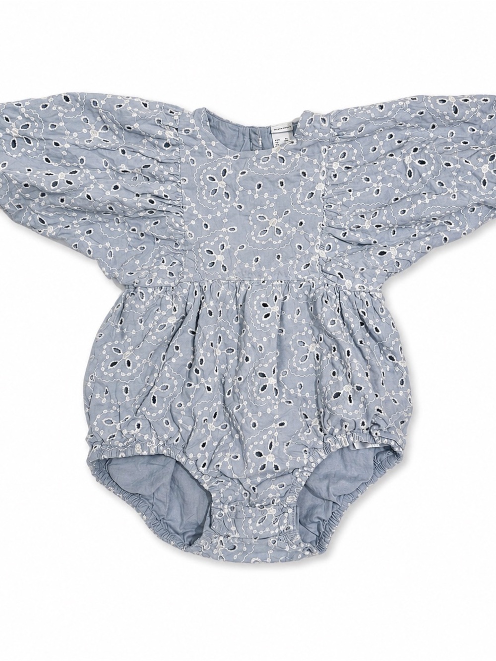 H&M adorables Light Blue Eyelet Puff Sleeve One-Piece